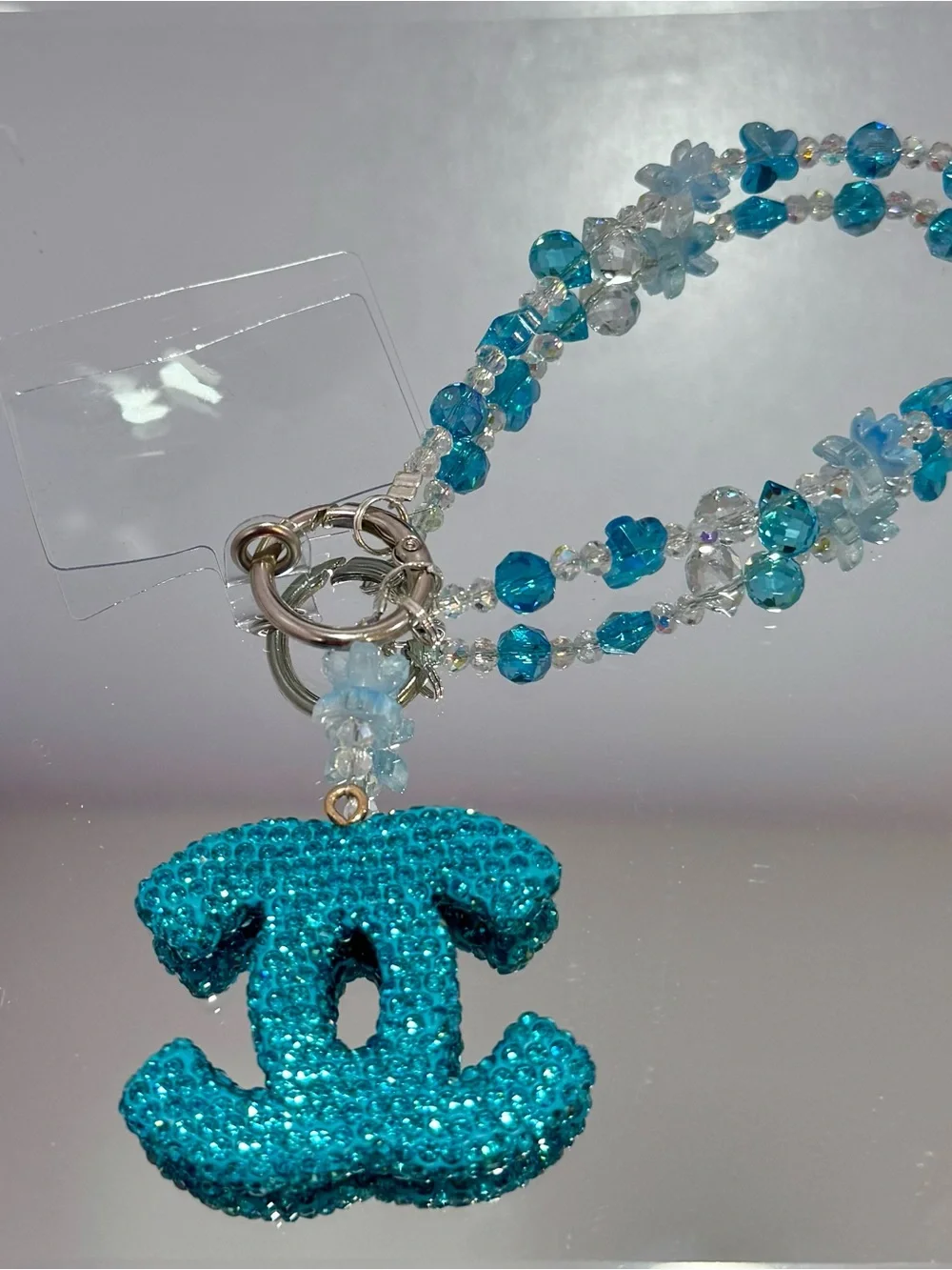 New Blue Crystal Beaded Phone Chain